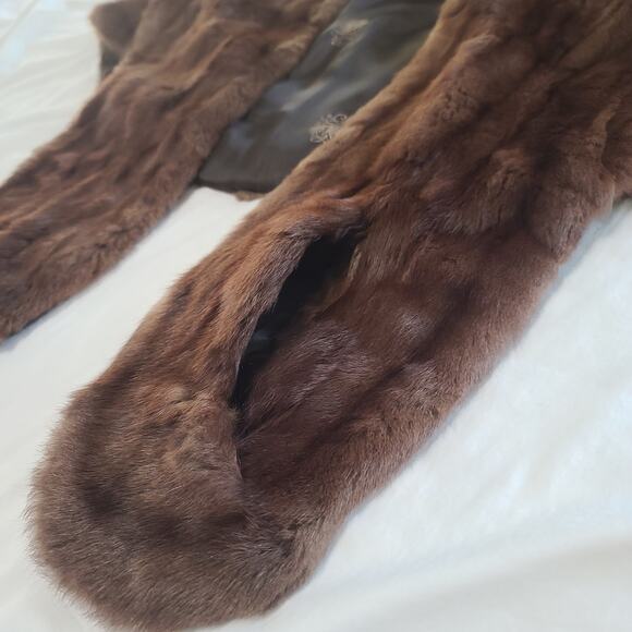 Rabbit Fur Shawl Stole Vintage Wrap Capelet with Pockets Brown Dressy Formal - Picture 7 of 8